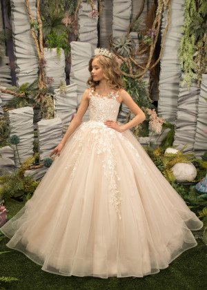 Ivory And Blush Pink Lace Tulle Timeless Flower Girl Dress